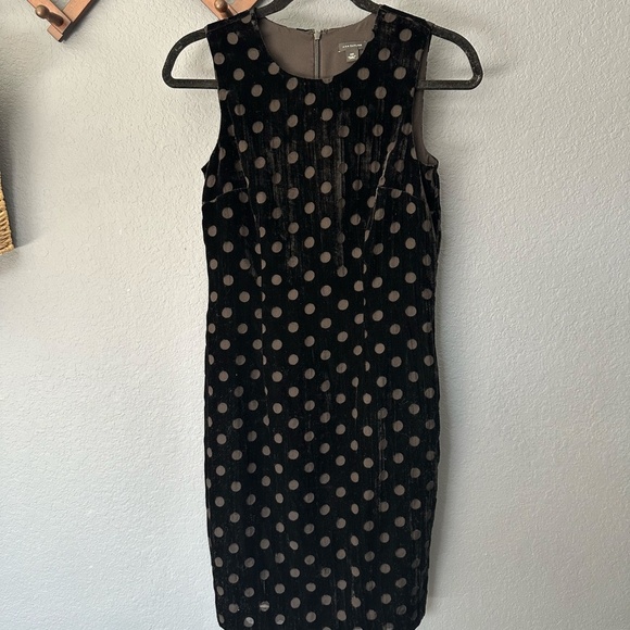 Ann Taylor Dresses & Skirts - Elagant Ann Taylor Velvet Black Polka Dot Burnout Mini Dress Size 00 Small